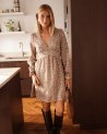 Robe courte beige imprimé fleuri