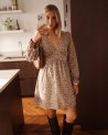 Robe courte beige imprimé fleuri