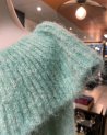 Pull vert d'eau pailletté à col pierrot