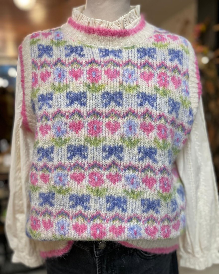Pull sans manches à motifs multicolores