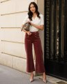Pantalon à pont Victorine en velours rose