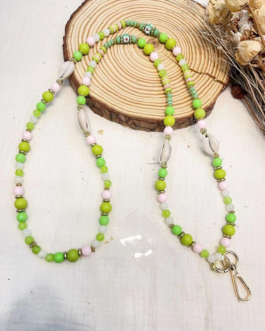 Bandoulière de téléphone perles et coquillages