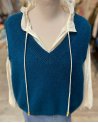Pull sans manches à col V côtelé