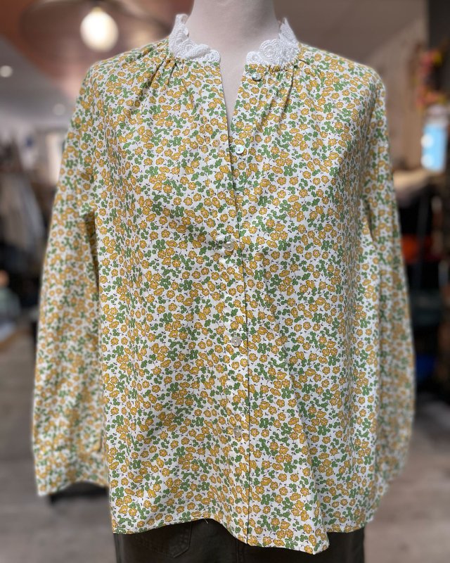 Chemisier fleuri jaune et...