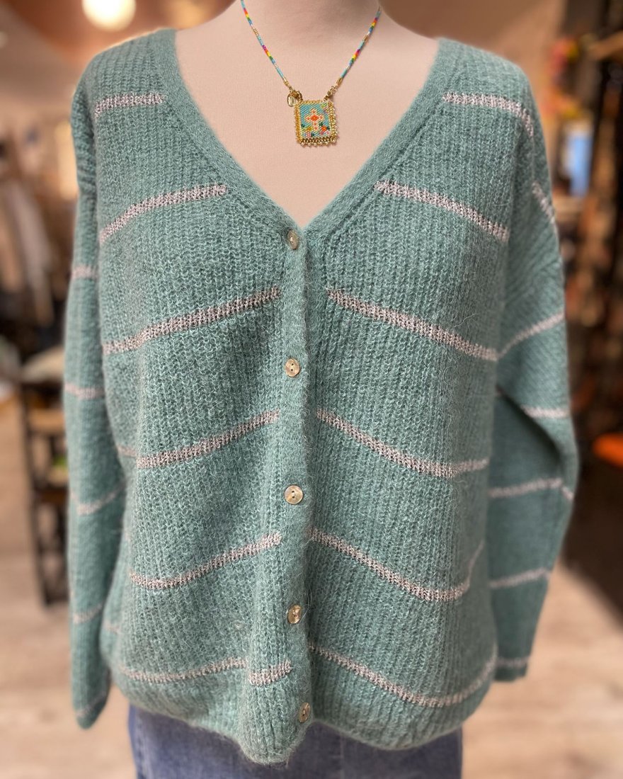 Gilet à rayures argentées