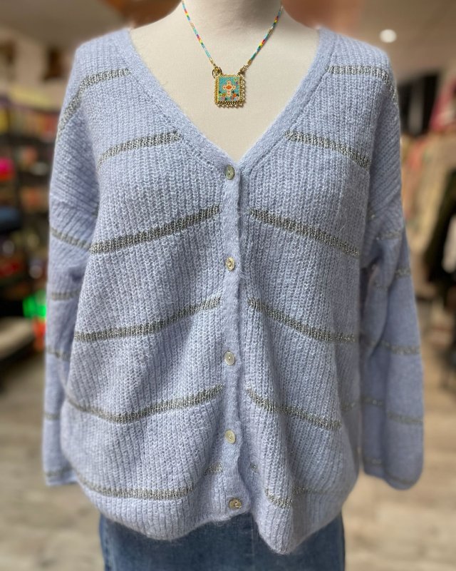 Gilet à rayures argentées