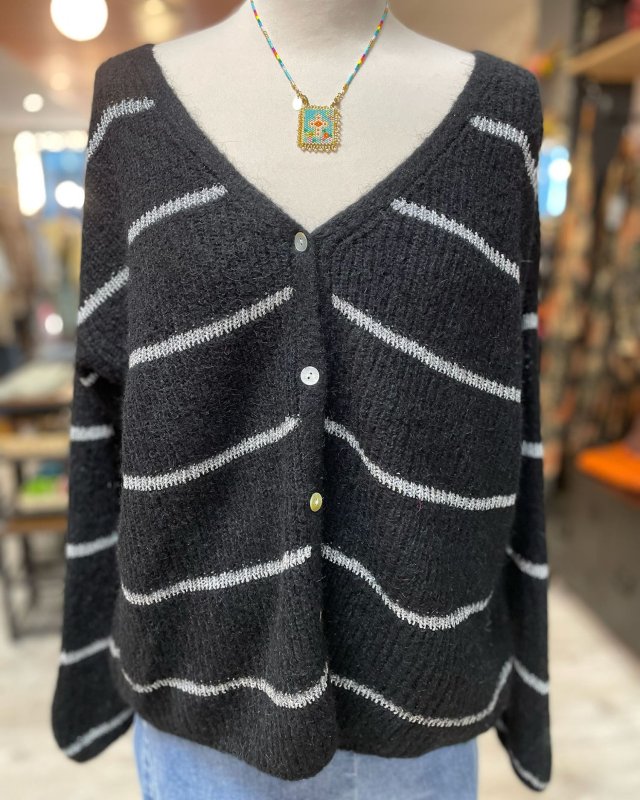 Gilet à rayures argentées