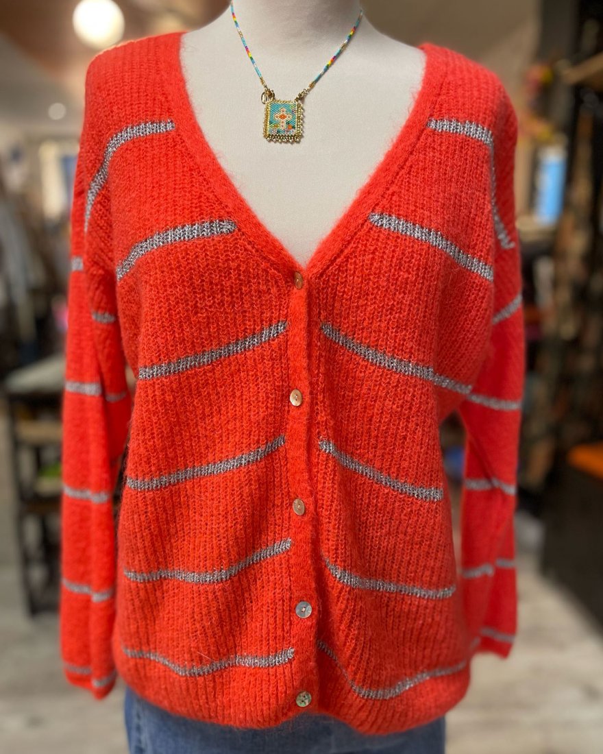 Gilet à rayures argentées