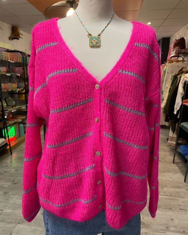 Gilet à rayures argentées