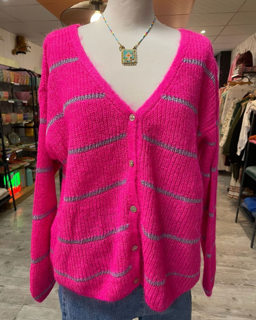 Gilet à rayures argentées