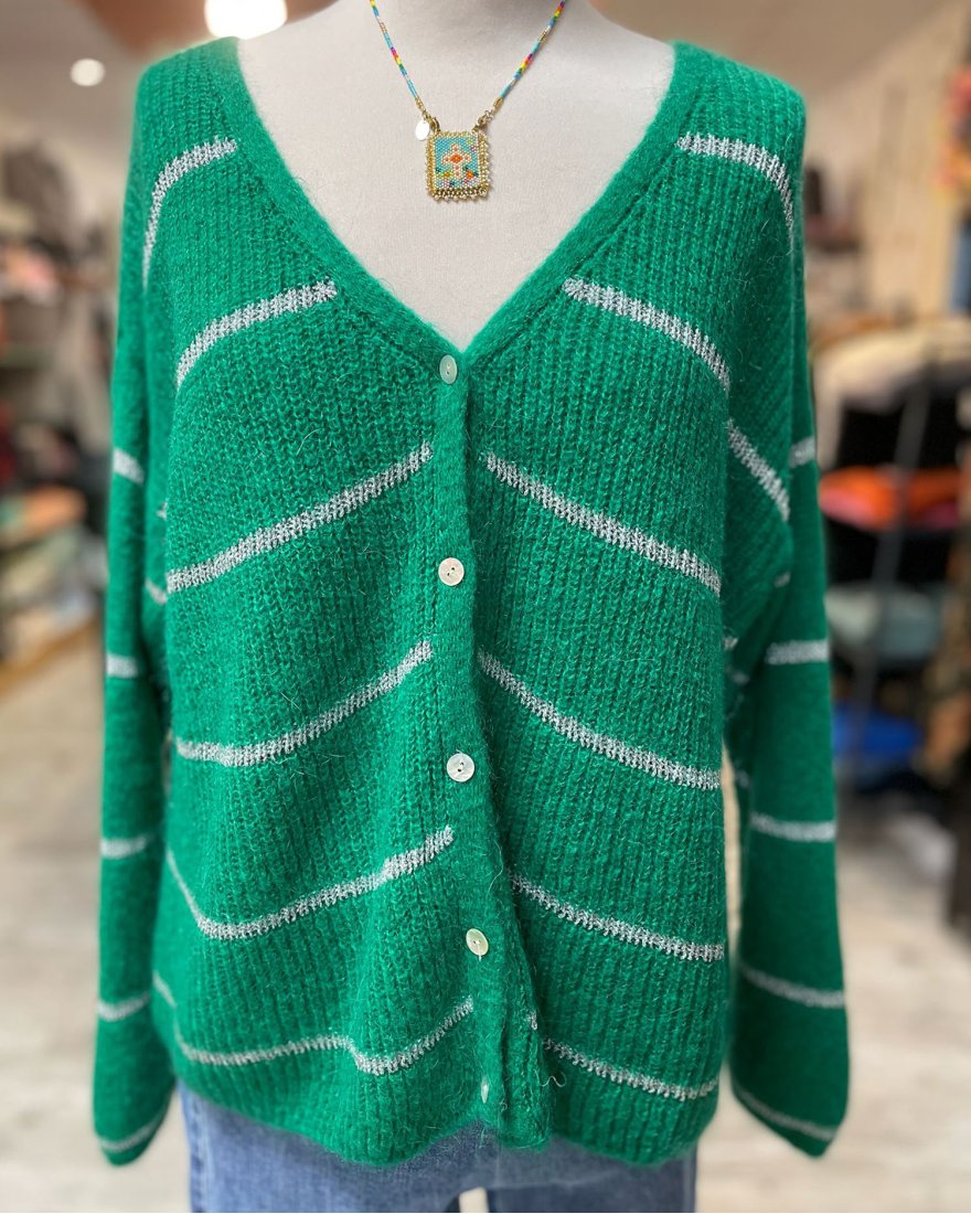 Gilet à rayures argentées