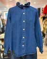 Chemise en denim à col volanté