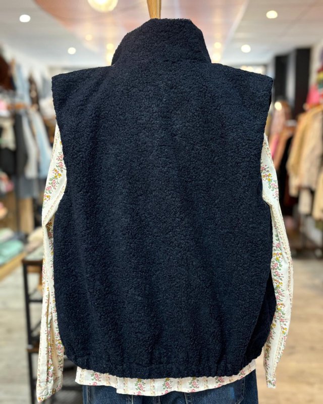 Gilet sans manches en moumoute bleu marine