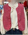 Gilet sans manches rayé rose et rouge