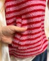 Gilet sans manches rayé rose et rouge