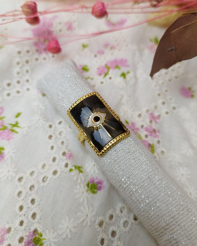 Bague rectangulaire marron...