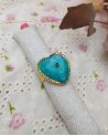 Bague fantaisie coeur en pierre turquoise et strass