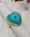 Bague fantaisie coeur en pierre turquoise et strass