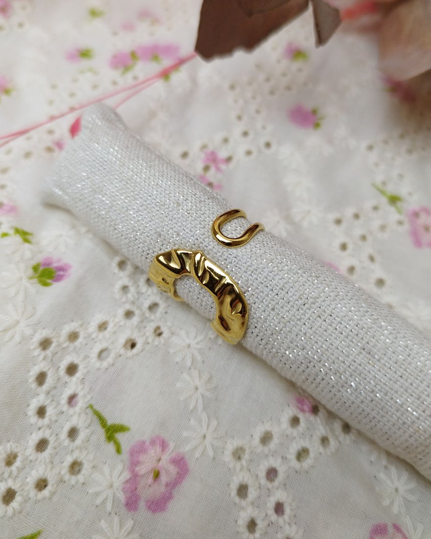 Bague ouverte en acier doré