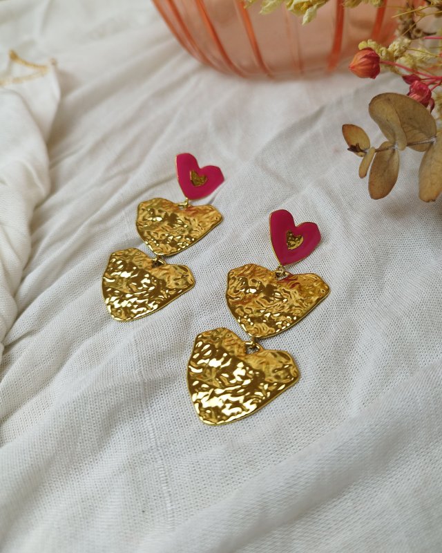 Boucles d'oreilles 3 coeurs...