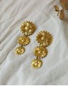 Boucles d'oreilles pendantes à 3 tournesols dorés