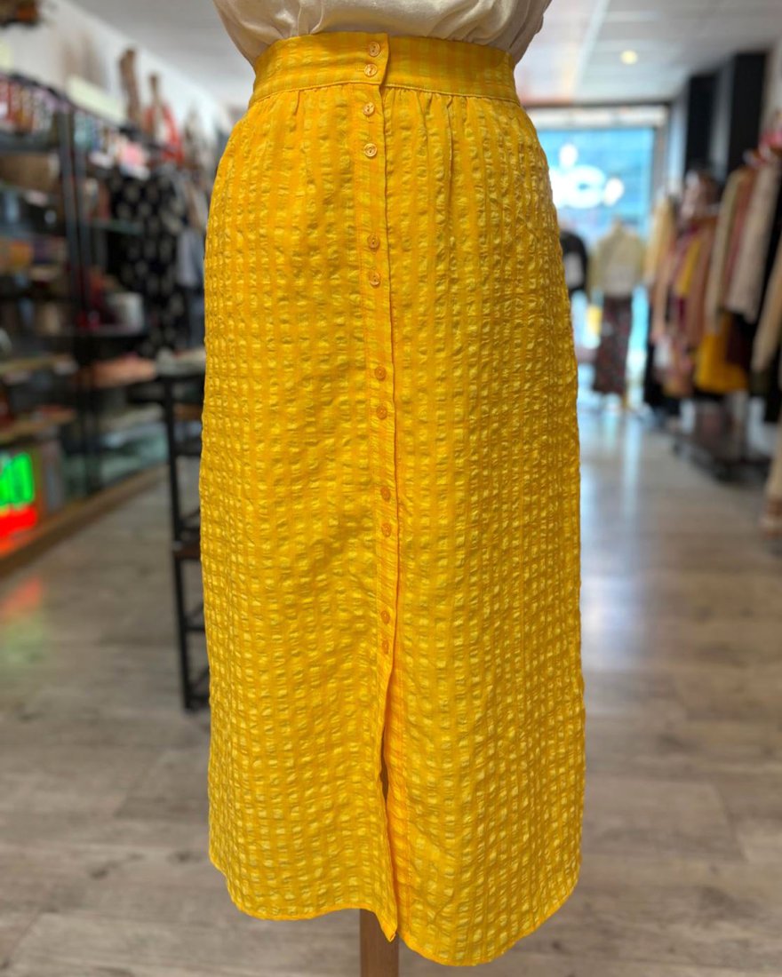 Jupe midi en vichy jaune