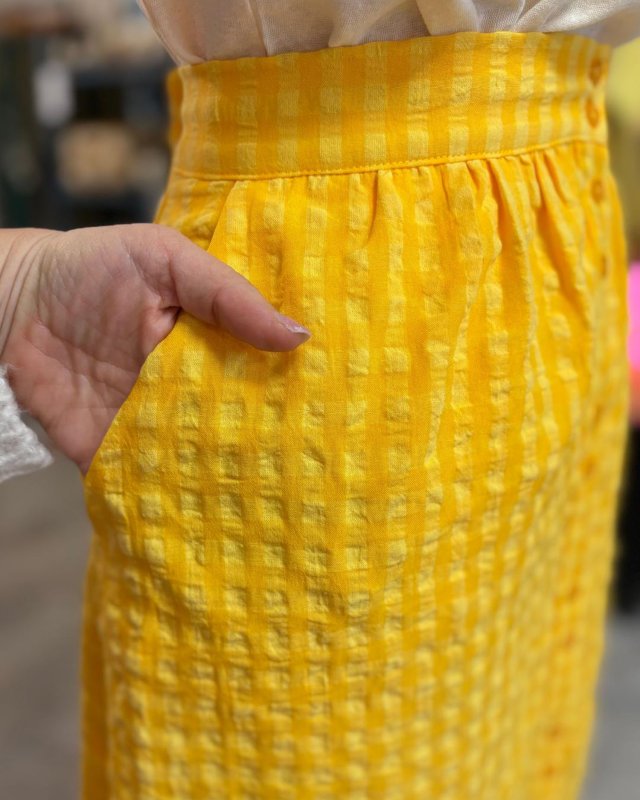 Jupe midi en vichy jaune