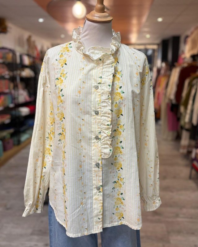 Chemisier fleuri à rayures...