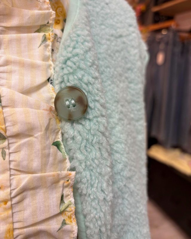 Gilet sans manches en moumoute vert menthe