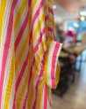 Chemise large à rayures fuchsia et jaune
