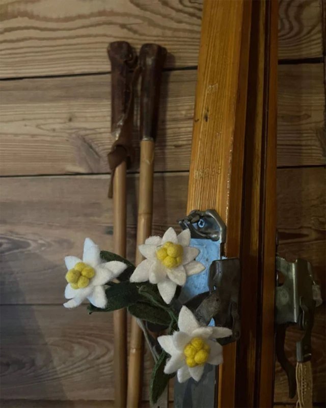 Branche décorative d'edelweiss en feutrine