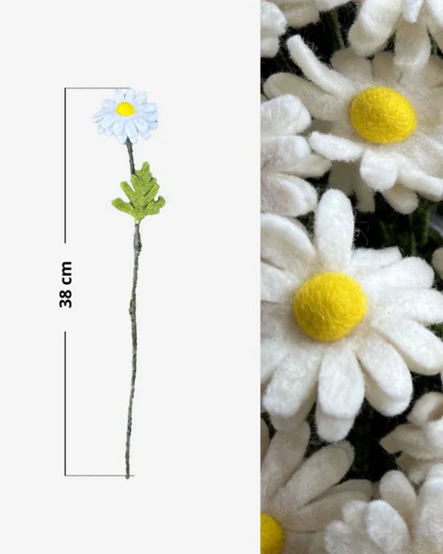 Marguerite décorative en laine feutrée