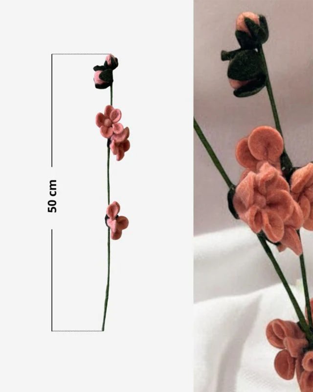 Branche décorative de fleurs de pêcher en laine