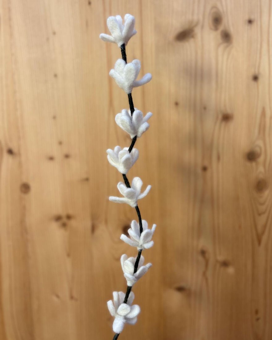 Branche de genêts blancs en feutrine