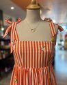 Robe citrons à rayures corail et blanches