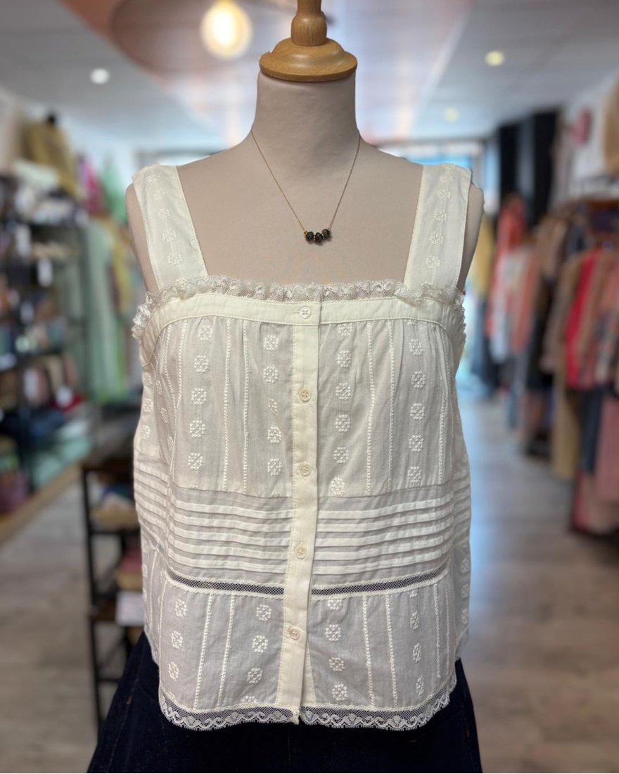 Caraco écru en broderie romantique