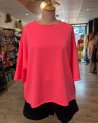 Tee shirt oversize rose fluo à manches courtes