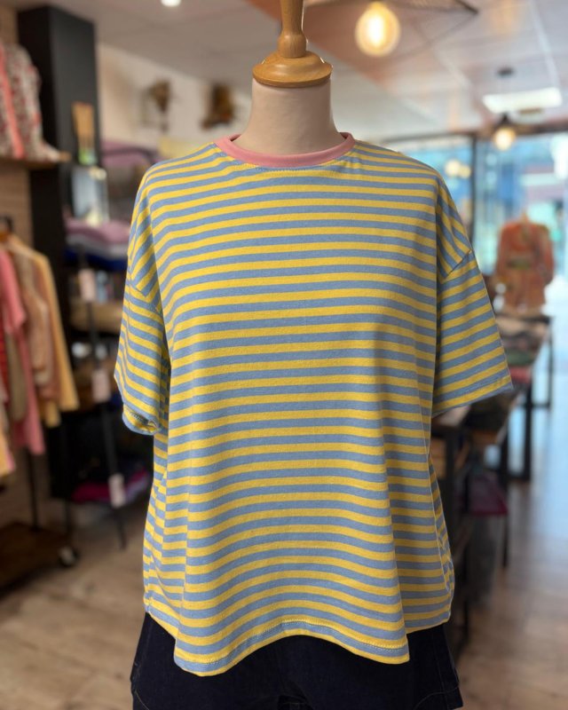 T-shirt rayé jaune et bleu
