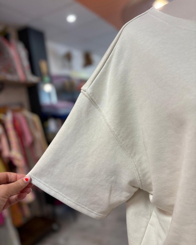 Sweat beige à message Soleil multicolore