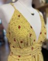 Robe longue jaune à imprimé fleuri