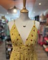 Robe longue jaune à imprimé fleuri