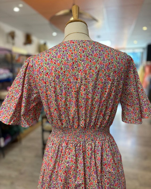 Robe courte à imprimé liberty multicolore