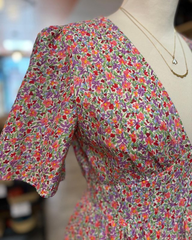 Robe courte à imprimé liberty multicolore