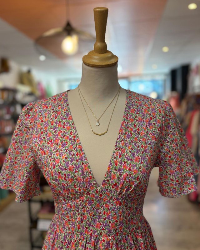 Robe courte à imprimé liberty multicolore