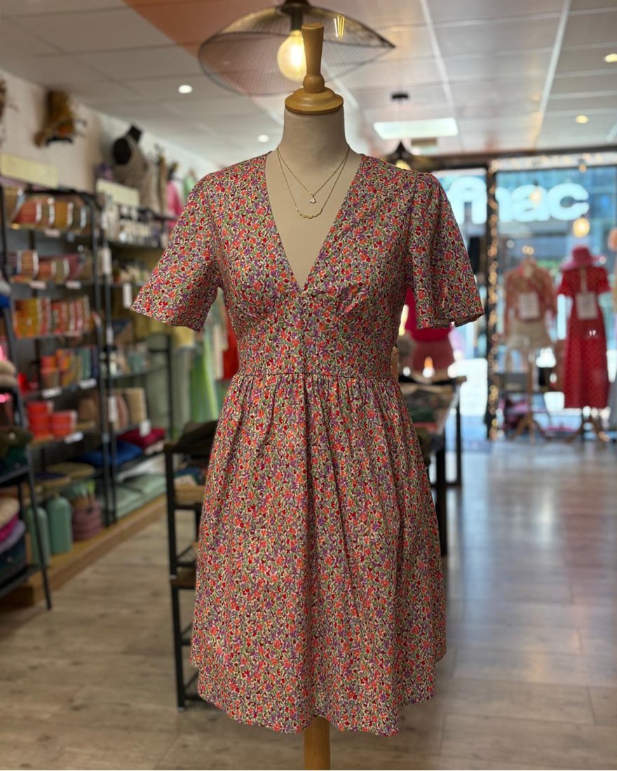 Robe courte à imprimé liberty multicolore