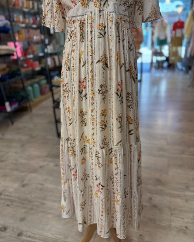 Longue robe bohème à motif fleuri