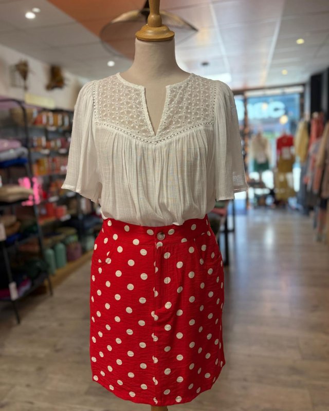 Jupe-short courte rouge à...