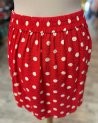 Jupe-short courte rouge à pois blancs