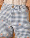 Short vichy à petites fleurs brodées