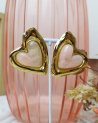 Boucles d'oreilles coeurs dorés et rose nacré